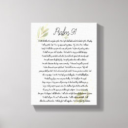 Psalm 91 Skrift Bibel Konst Vattenfärg Löv Canvastryck
