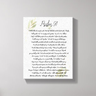 Psalm 91 Skrift Bibel Konst Vattenfärg Löv Canvastryck