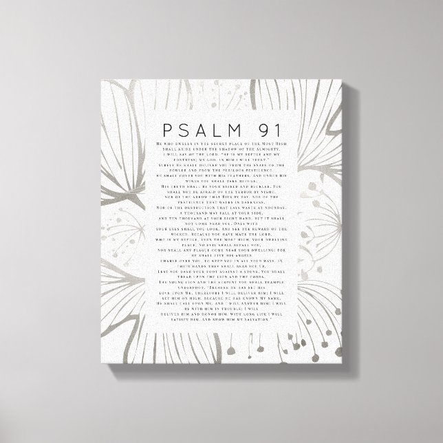 Psalm 91 Skriftkonst Botanisk Blad Canvastryck (Framsida)