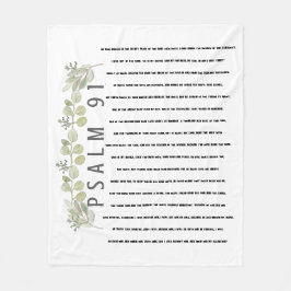Psalm 91 Skript för Eucalyptus Löv-vattenfärg Fleecefilt