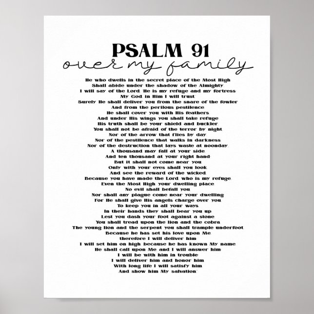 Psalm 91 Väggdekor för din familj Poster Print (Framsidan)