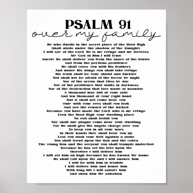 Psalm 91 Väggdekor för din familj Poster Print (Framsidan)