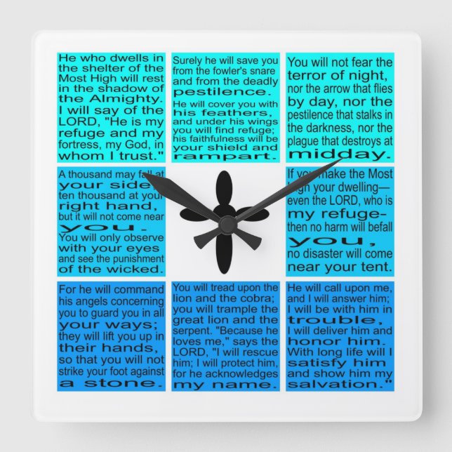 Psalm 91 Vägglås i kvadrat Fyrkantig Klocka (Framsida)