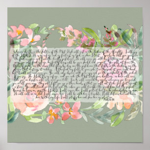 Psalm 91 vattenfärgskript poster