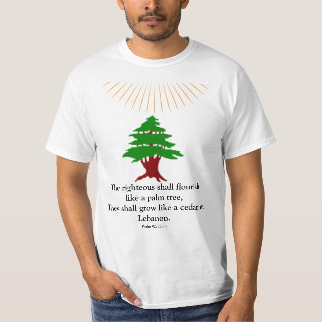 Psalm 92: 12-13 Libanonceder  T-Shirt (Framsida)