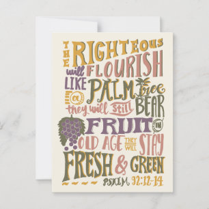 Psalm 92:12-14 Vintage mormor Hand Lettering Vykort
