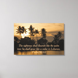 Psalm 92:12 Handflatan Träd Vatten Solnedgång Bibe Canvastryck
