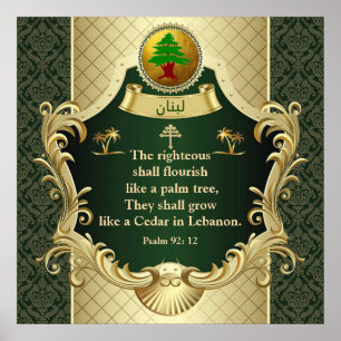 Psalm 92:12 Maronitiska kyrkan Libanonceder Poster