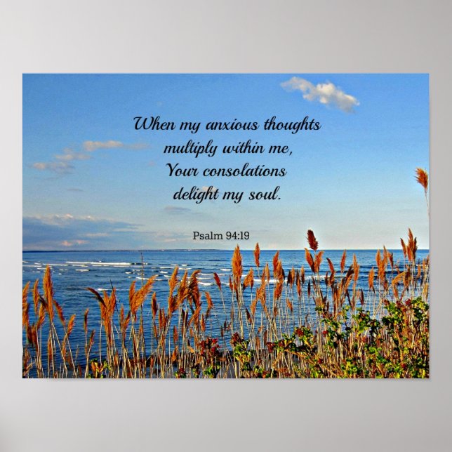 Psalm 94:19 När mina ängsliga tankar.. Poster (Framsidan)