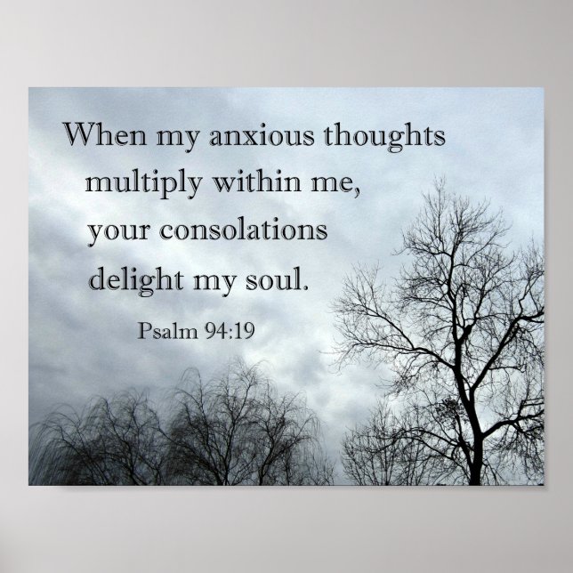 Psalm 94:19 När mina oroliga tankar mångdubblas Poster (Framsidan)