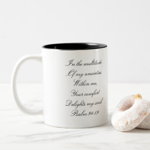 Psalm 94:19 och Matthew 5:4 tvåtonskaffe Mugg