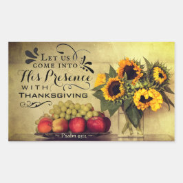 Psalm 95:2 i hans närvaro med Thanksgiving Rektangulärt Klistermärke