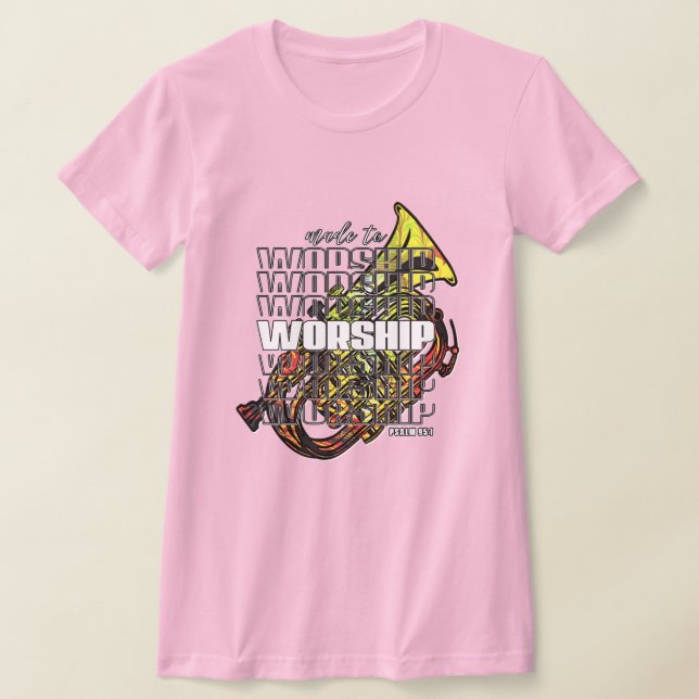 Psalm 95 tillverkad för saxofon, kristen t shirt (Laydown)