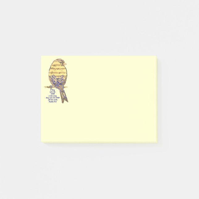 Psalm 96:1 Sjungan Lord Psalm Sång Bird Music Art Post-it Block (Framsida)