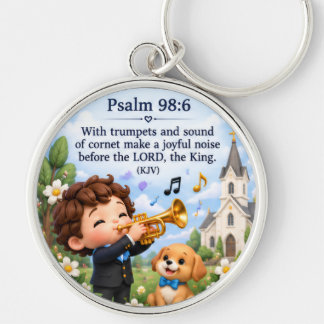 Psalm 98:6 Kristet trumpetmusik Nyckelring runt