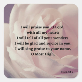 Psalm 9:1-2 Höj Gud Bible Verse Ro Fyrkantigt Klistermärke
