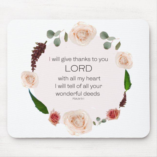 Psalm 9:1, Bibelverse Musmatta (Framsidan)