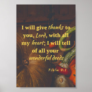 Psalm 9:1 Tack vare poster av Herren