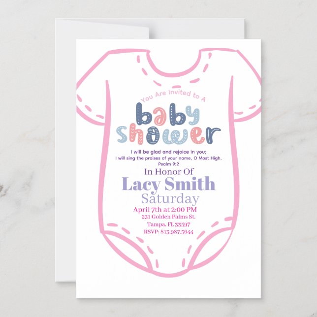 Psalm 9:2 Girl Baby Shower Invitation Magnetisk Inbjudningskort (Framsida)