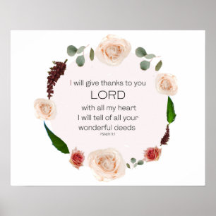 Psalm 9, berättar Blommigten för dina underbara gä Poster