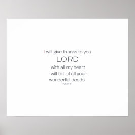 Psalm 9, jag kommer att ge tack vare LORD. Poster