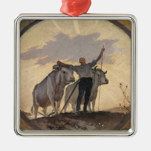 Psalm av jorden till solen, 1892 julgransprydnad metall (Framsidan)