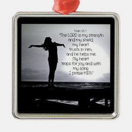 Psalm Lord är min starka bibelcitat Black Grått Julgransprydnad Metall