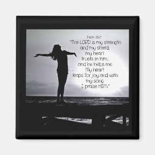Psalm Lord är min starka bibelcitat Black Grått Magnet