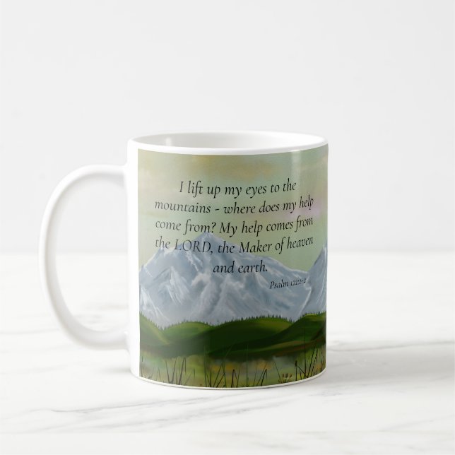 Psalm Scripture Rustic Mountain Nature Scene Kaffemugg (Vänster)