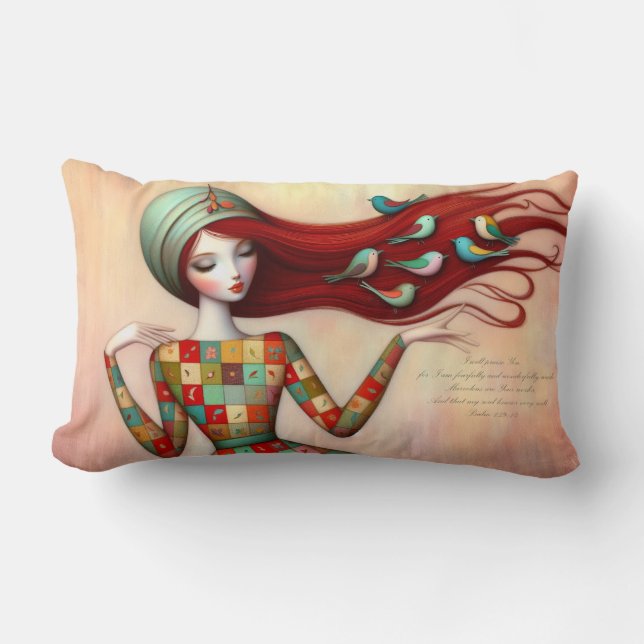 Psalm Scriptures Whimsical Girl Lumbar Cushion Lumbarkudde (Framsida)