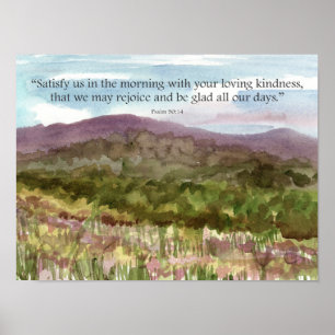 Psalmens skrift öken berg landskap blommor poster