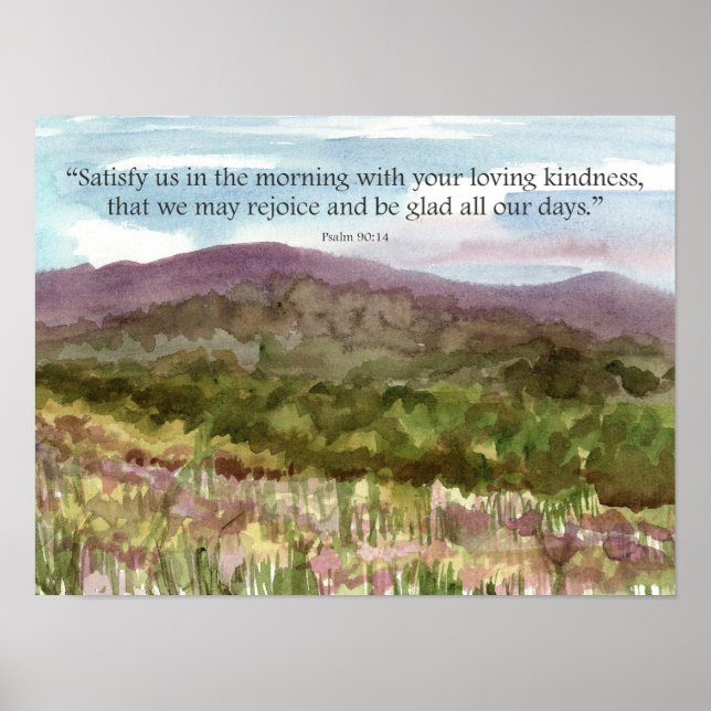 Psalmens skrift öken berg landskap blommor poster (Framsidan)