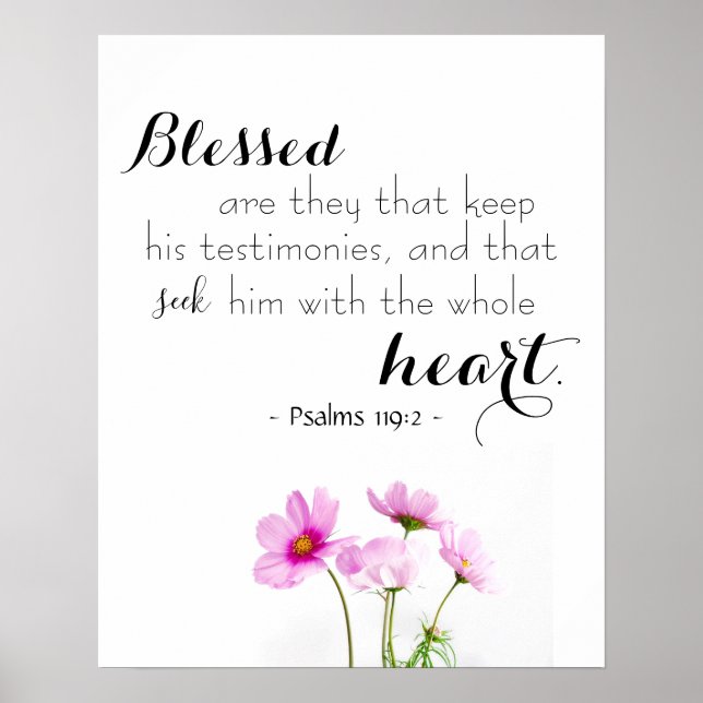 Psalms 119:2 Bible Verse Christian Poster (Framsidan)