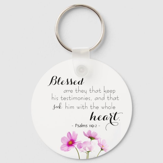 Psalms 119:2 Skripturs Christian Keychain Gift Nyckelring (Framsida)