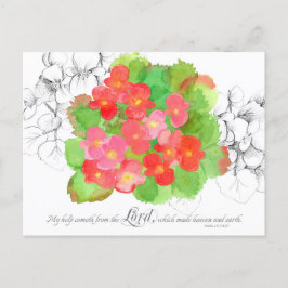 Psalms 121 Prayer Card Orange Begonia Flowers Vykort