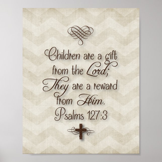 Psalms 127:3 "Barn är en gåva från Herren" Poster (Framsidan)