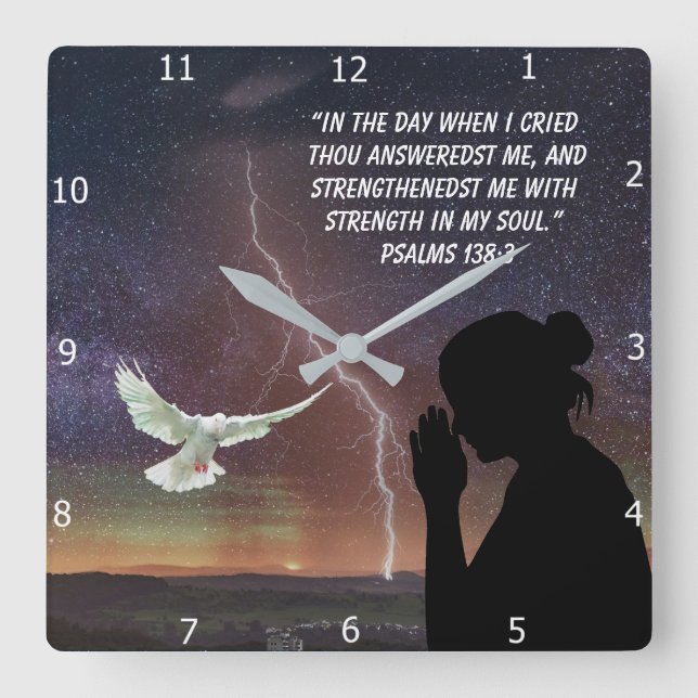 Psalms 138:3    fyrkantig klocka (Framsida)