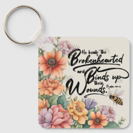 Psalms 147:3 Christian Bible Verse Image Nyckelring