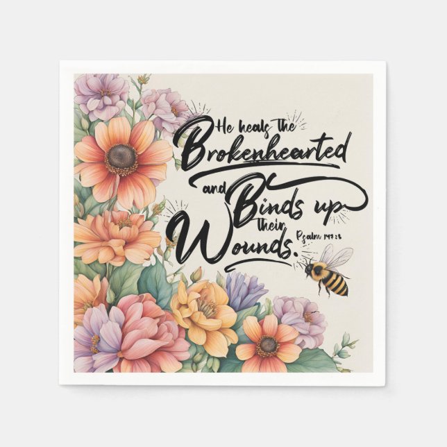 Psalms 147:3 Christian Bible Verse Image Pappersservett (Framsidan)