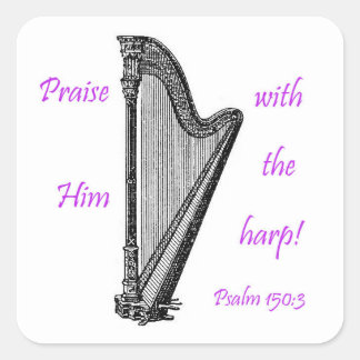 Psalms 150 och Harp Fyrkantigt Klistermärke