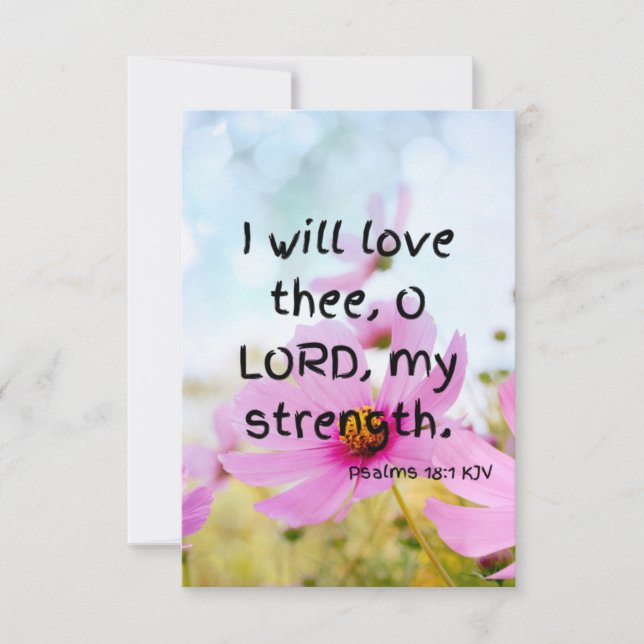 Psalms 18:1 KJV Bible Verse Pic Flat Greeting Card Kort (Framsida)