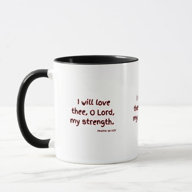 Psalms 18:1 KJV Bible Verse Two-Tone Mugg (Vänster)