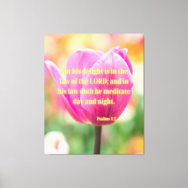 Psalms 1:2 Bibelverse KJV Pic Wall Art Canvastryck (Framsida)