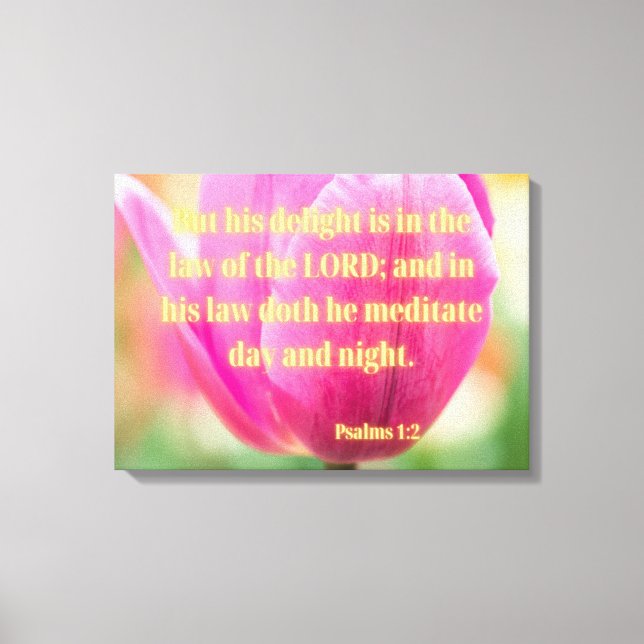 Psalms 1:2 Bibelverse KJV Pic Wall Art Canvastryck (Framsida)