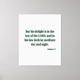 Psalms 1:2 Bible Verse KJV Wall Art Art Canvastryck