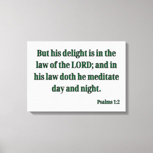 Psalms 1:2 Bible Verse KJV Wall Art Art Canvastryck