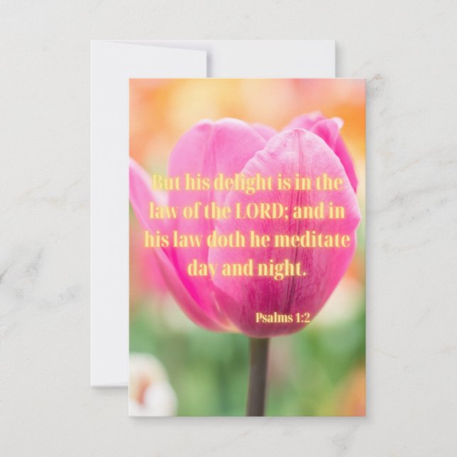 Psalms 1:2 KJV Bible Verse PIC Flat Greeting Card Kort (Framsida)