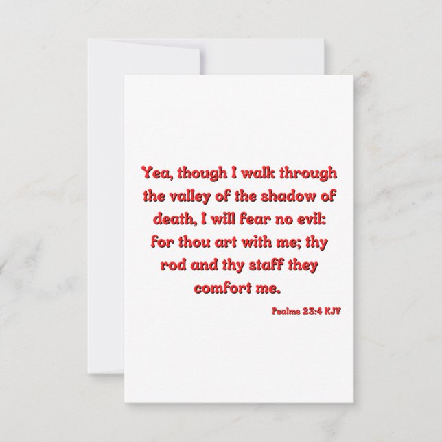 Psalms 23:4 Bläck versalskript, platt Hälsning Kort (Framsida)