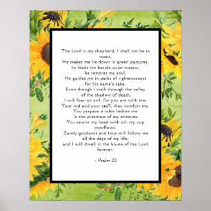 Psalms 23 Golden Sunblommor Gräns Poster