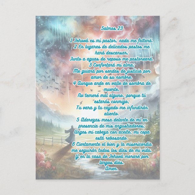 Psalms 23 på spanska vykort (Framsida)